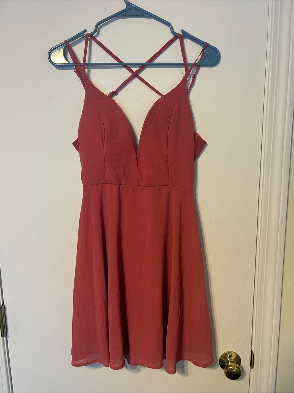 Charlotte Russe Strappy V-Neck Mini Dress in Rust